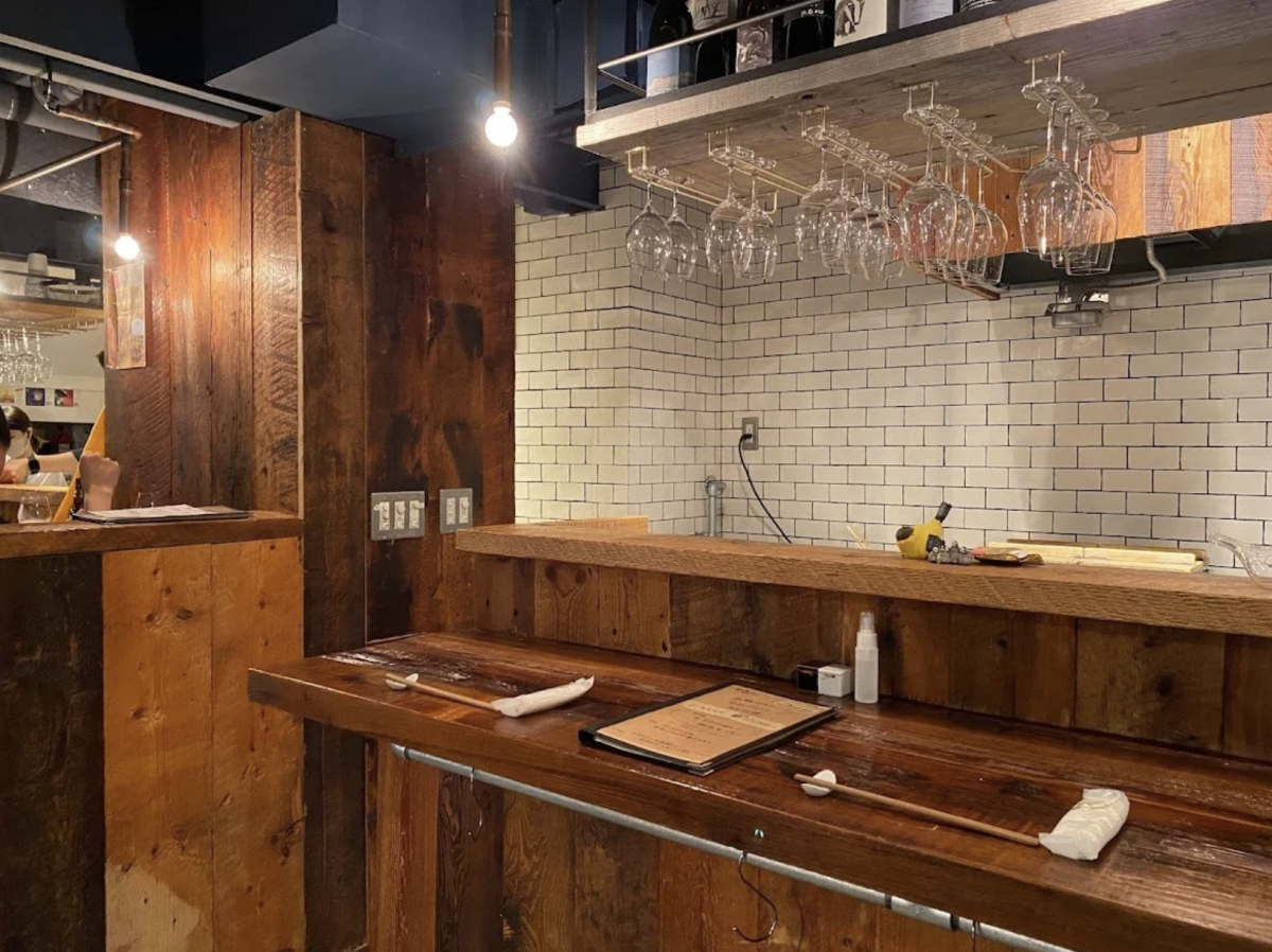 古材カウンター