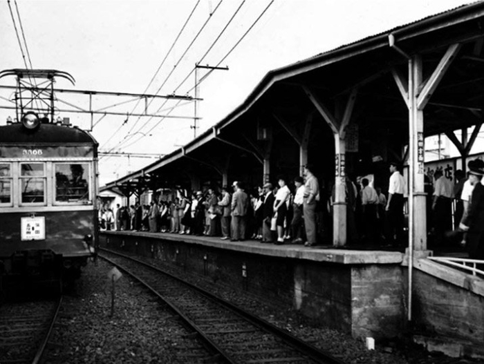 池上駅の木造旧駅舎(1959年当時)